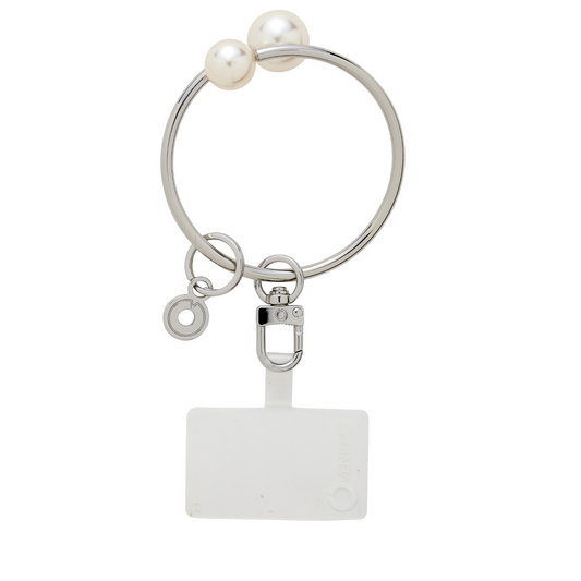 Big O Bracelet in quicksilver with pearl ends by Oventure. Can attach phone or keys