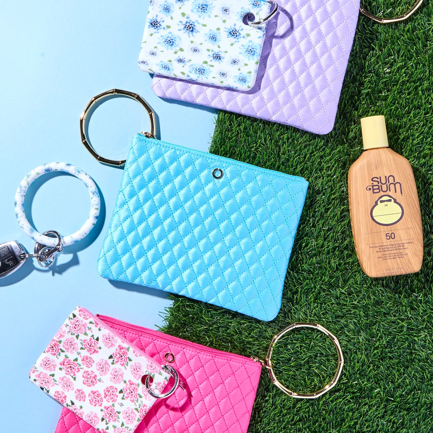 Stylish aqua quilted bracelet bag for everyday wear