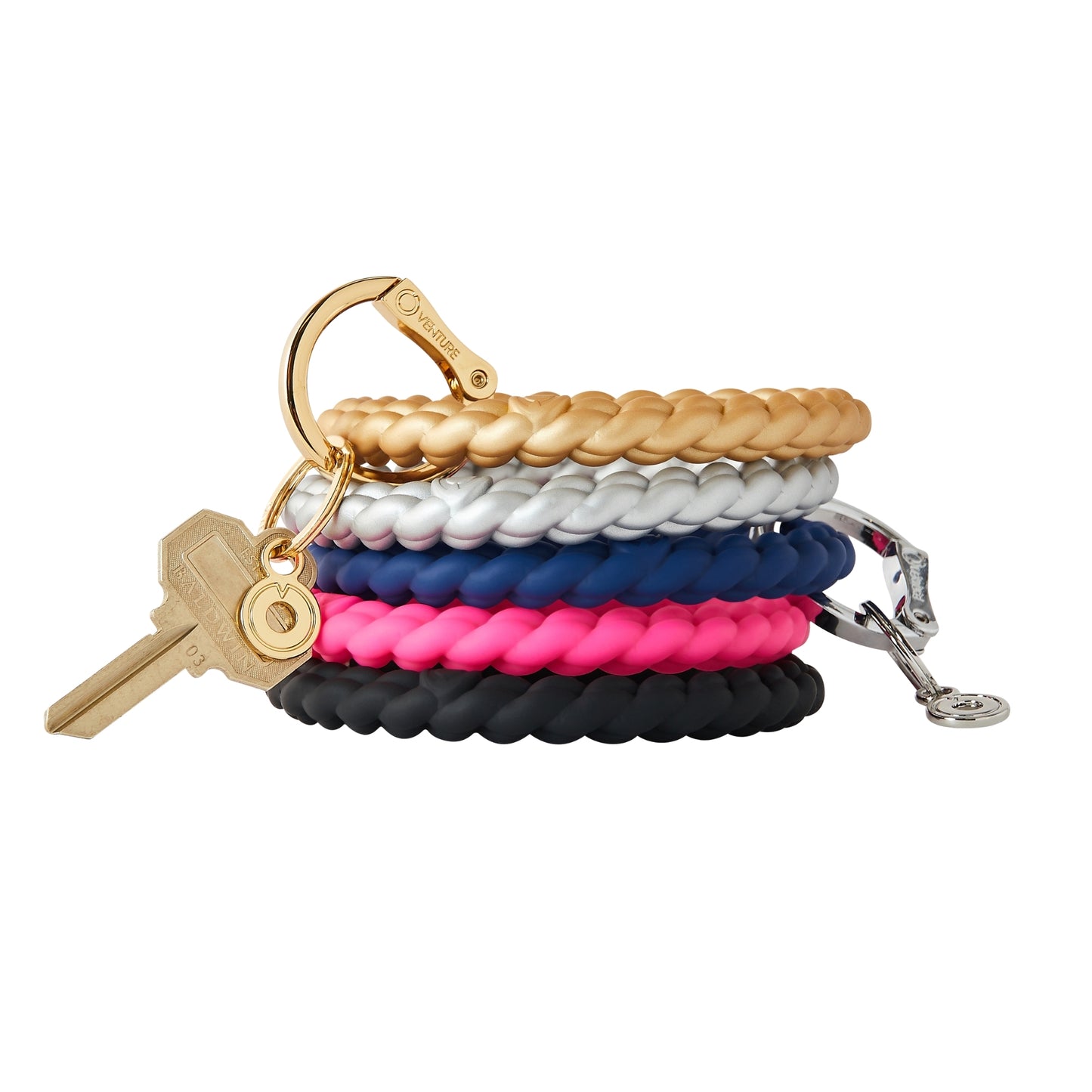 Oventure braided silicone Big O Keyrings in multiple colors and metallic finishes