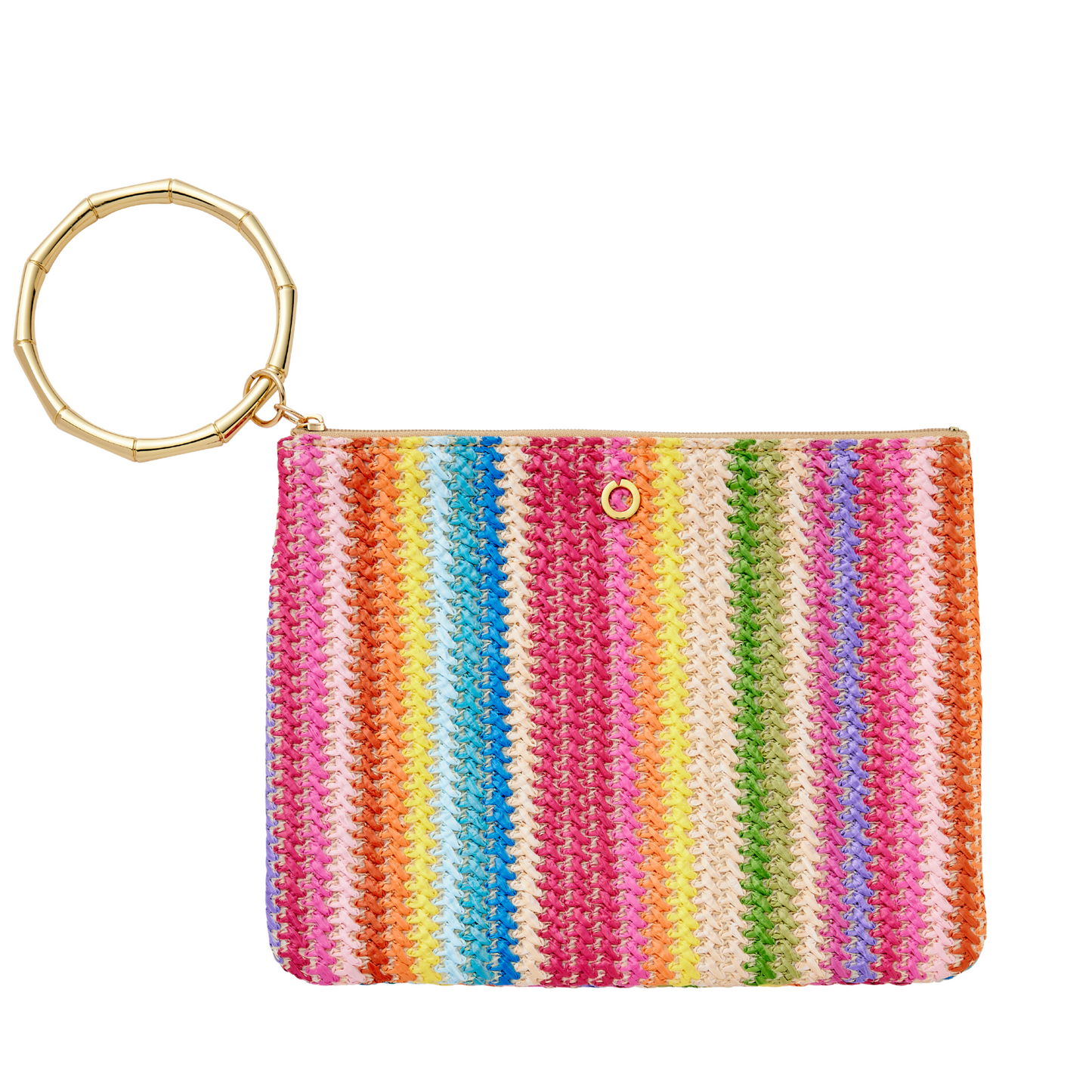 Bright stripe raffia bracelet bag