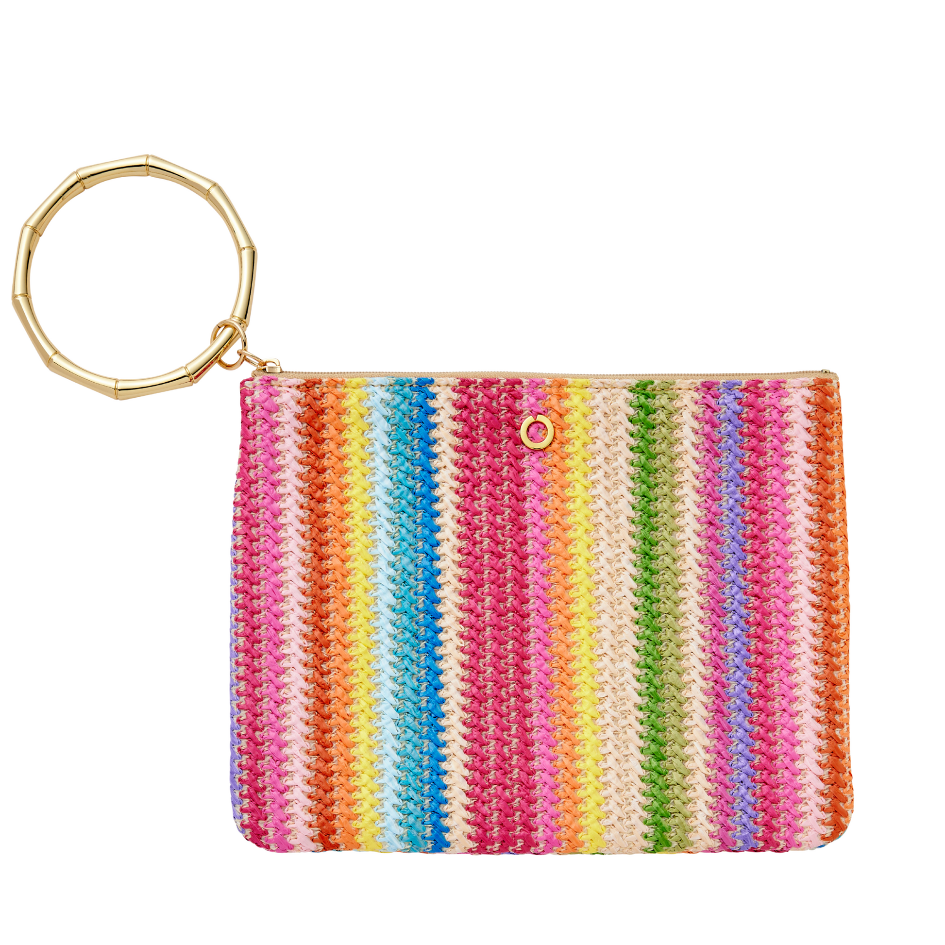 Bright stripe raffia bracelet bag