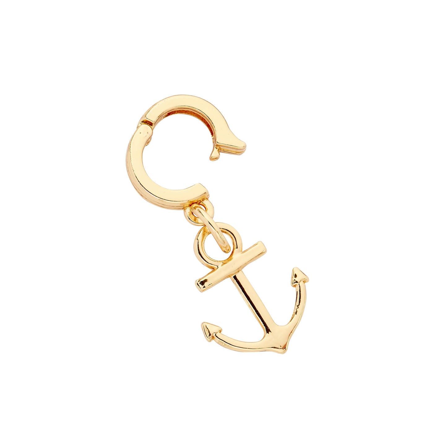 A single gold anchor charm with a huggie-style closure.
