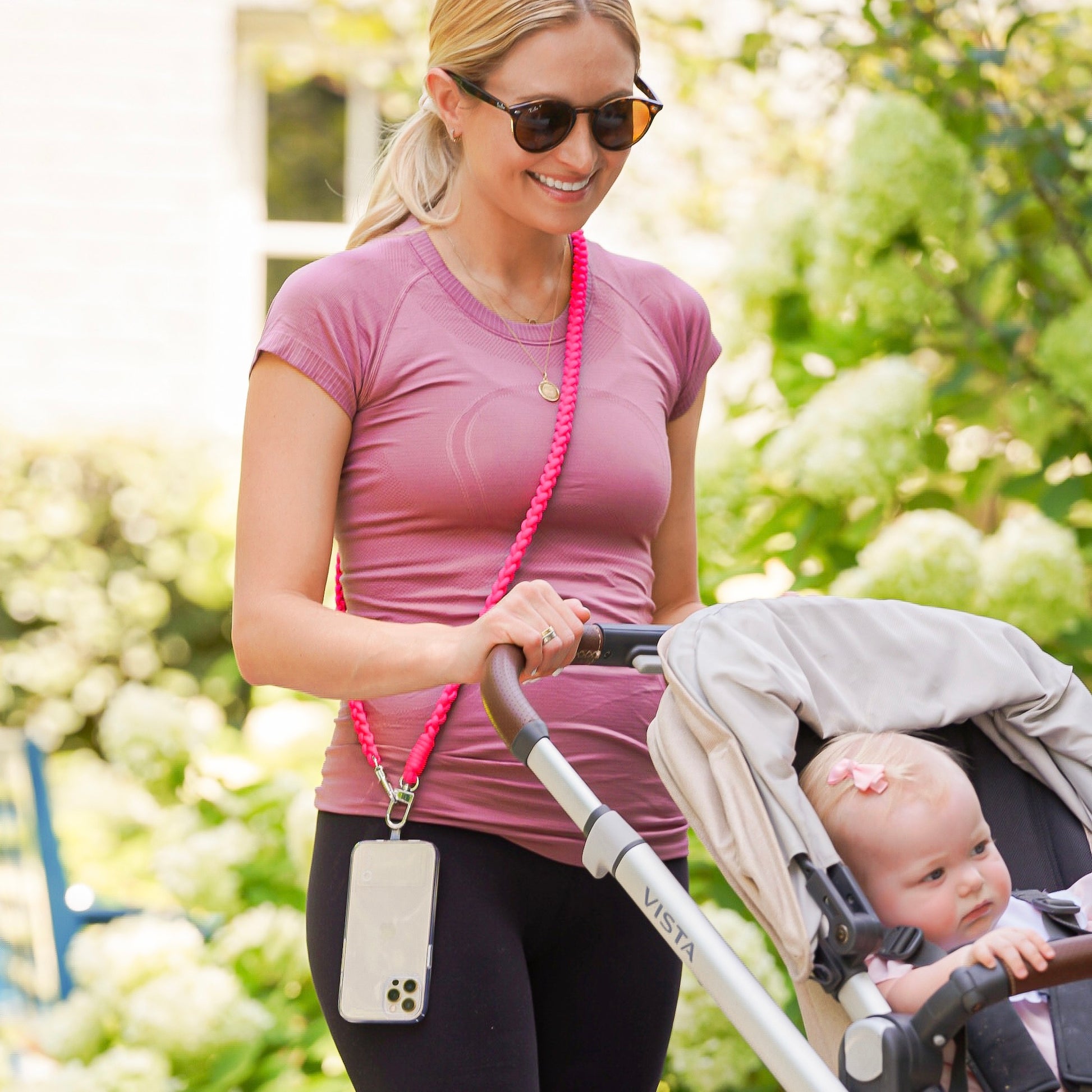 A braided crossbody phone strap for easy access to your phone.