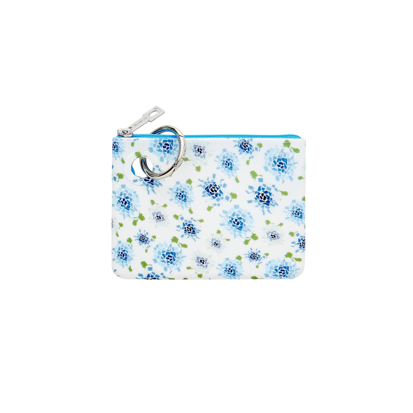 Mini Silicone Pouch in Blue hydrangea print made up of fifty states shapes by Oventure