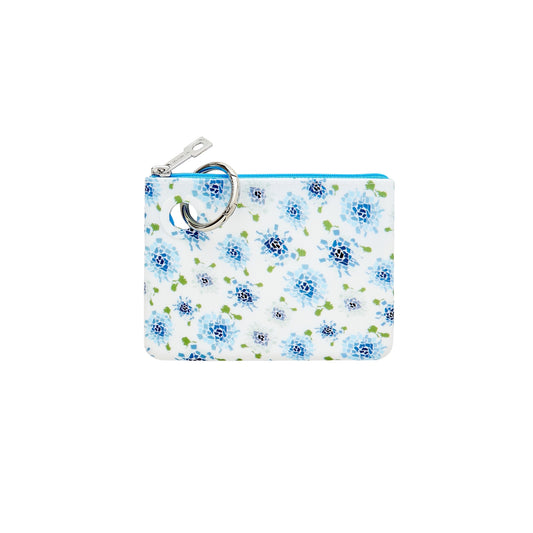 Small blue floral silicone Mini Pouch for essentials