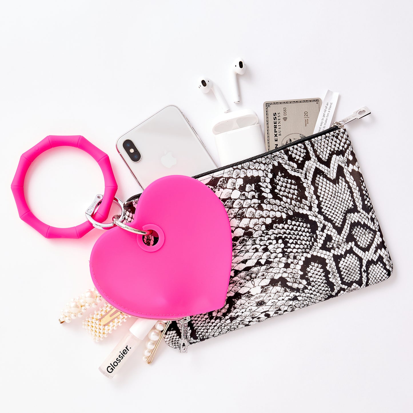 Heart wristlet for essentials on-the-go.