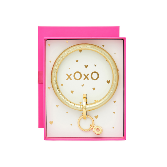 The Gift-Ready Leather Big O® Key Ring - Solid Gold Rush Croc
