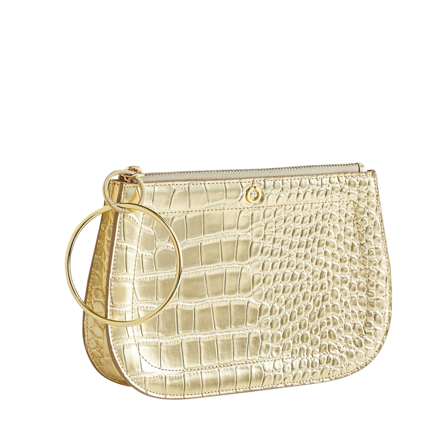 Gold croc embossed bracelet bag