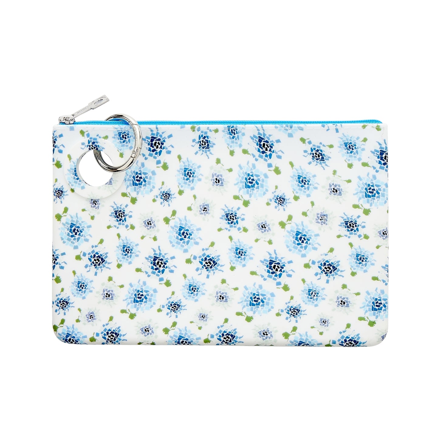 Blue floral large pouch for makeup and essentials