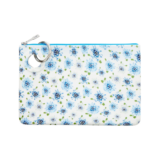Blue floral large pouch for makeup and essentials
