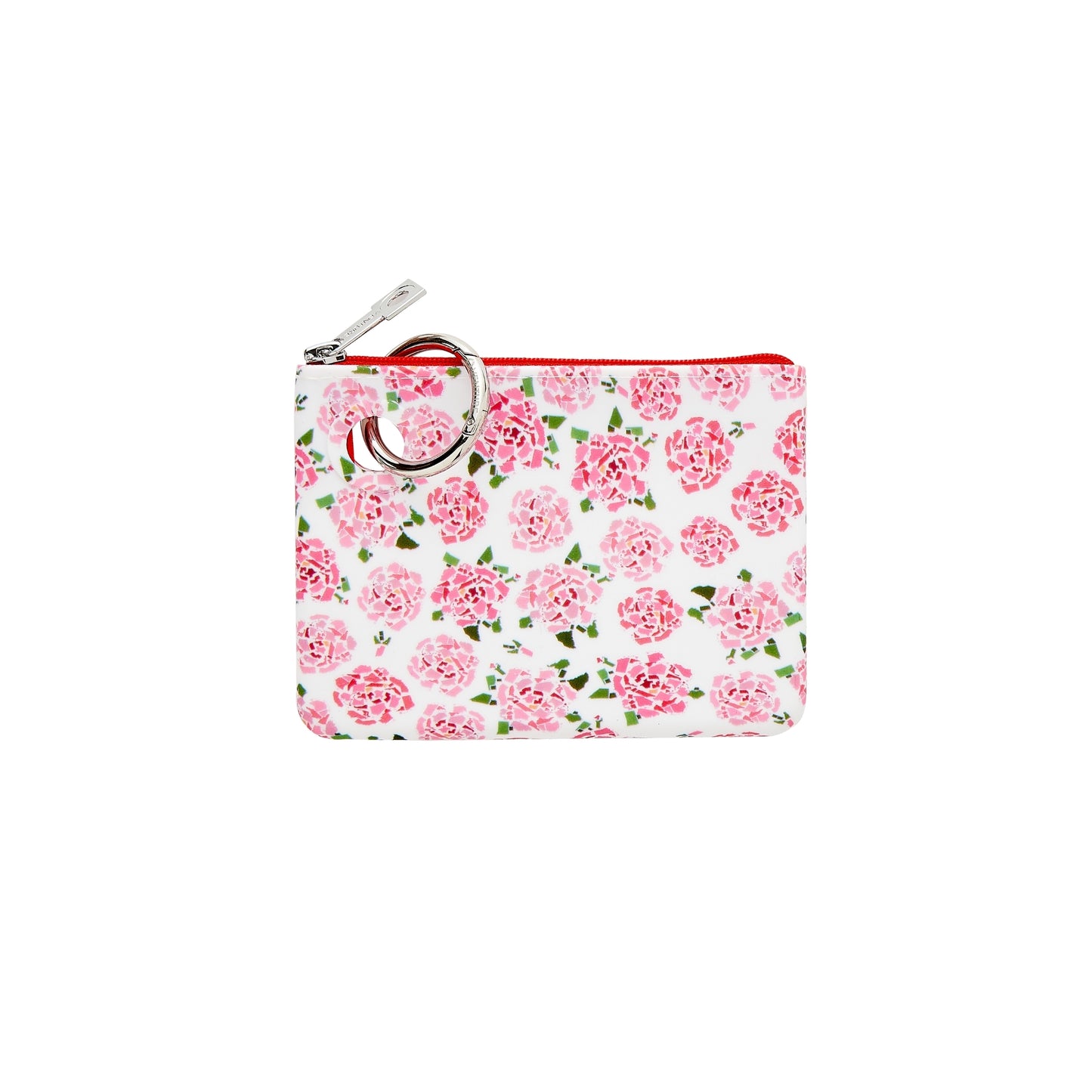 Pink floral silicone Mini Pouch for cards and cash