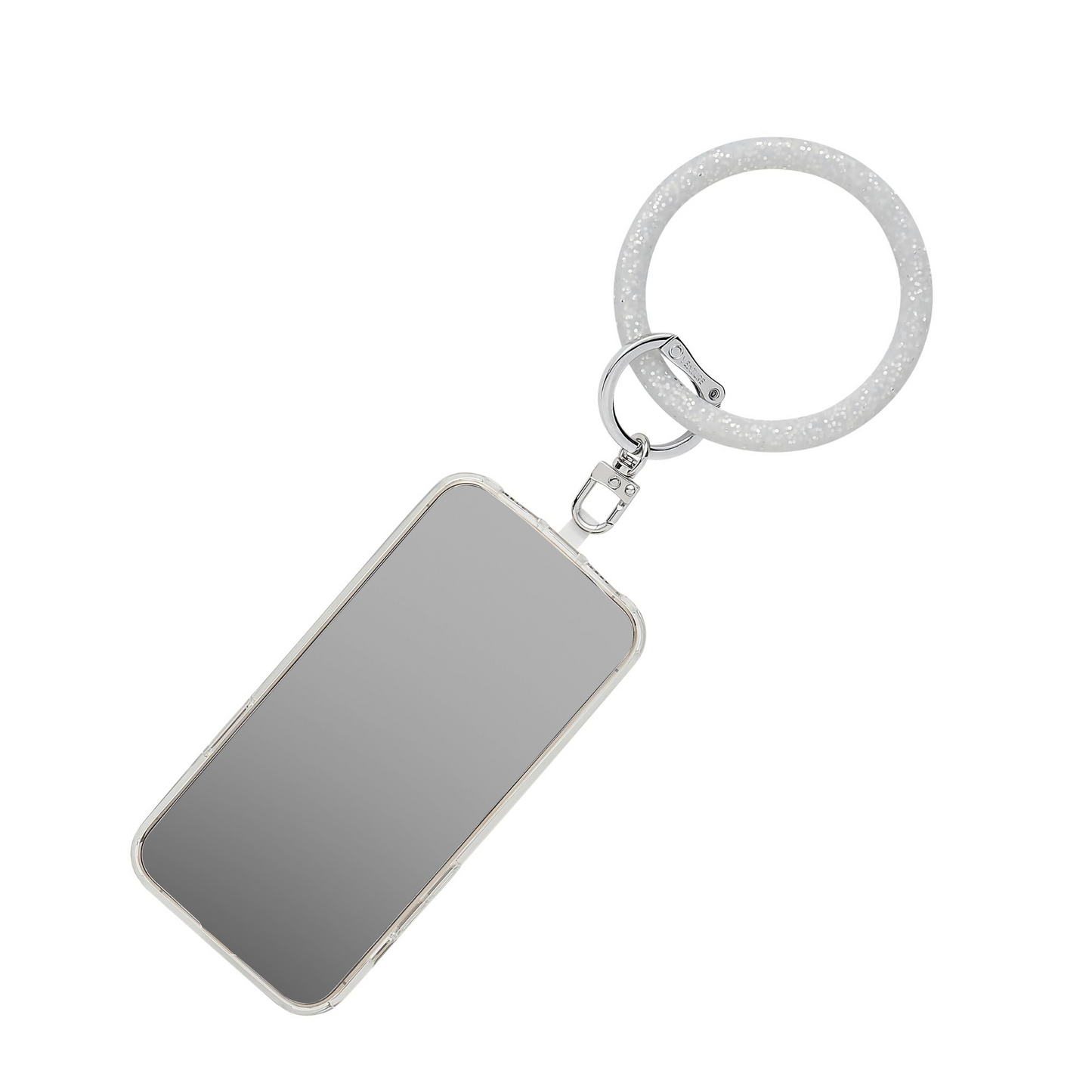 A chic Phone Wristlet with a silver confetti Big O Keyring.