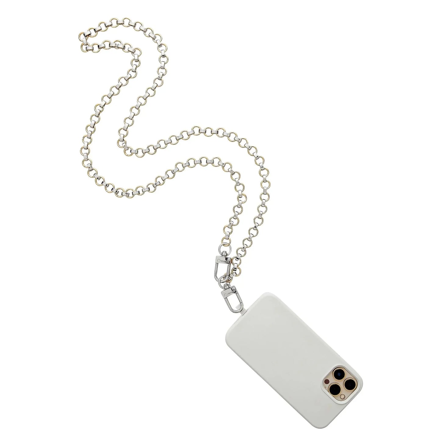 Stylish mixed metal Phone Crossbody chain accessory.