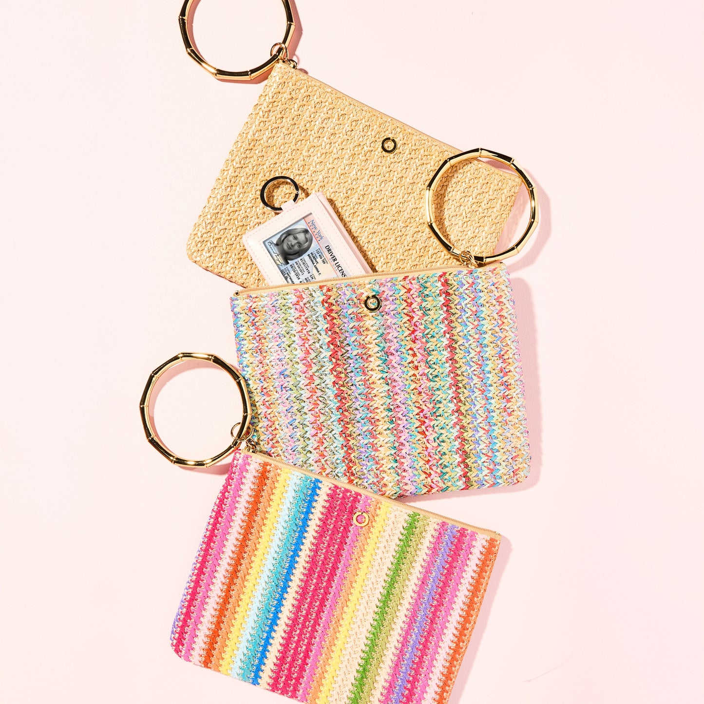 Natural, Bright and Pastel raffia bracelet pouch