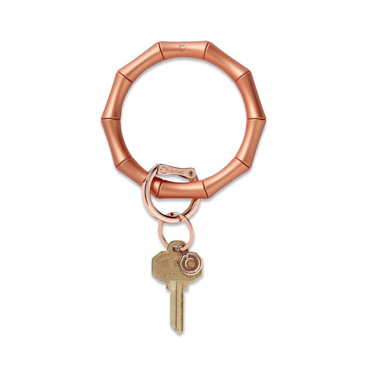 Rose Gold Bamboo Silicone Big O Key Ring with Rose Gold locking clasp