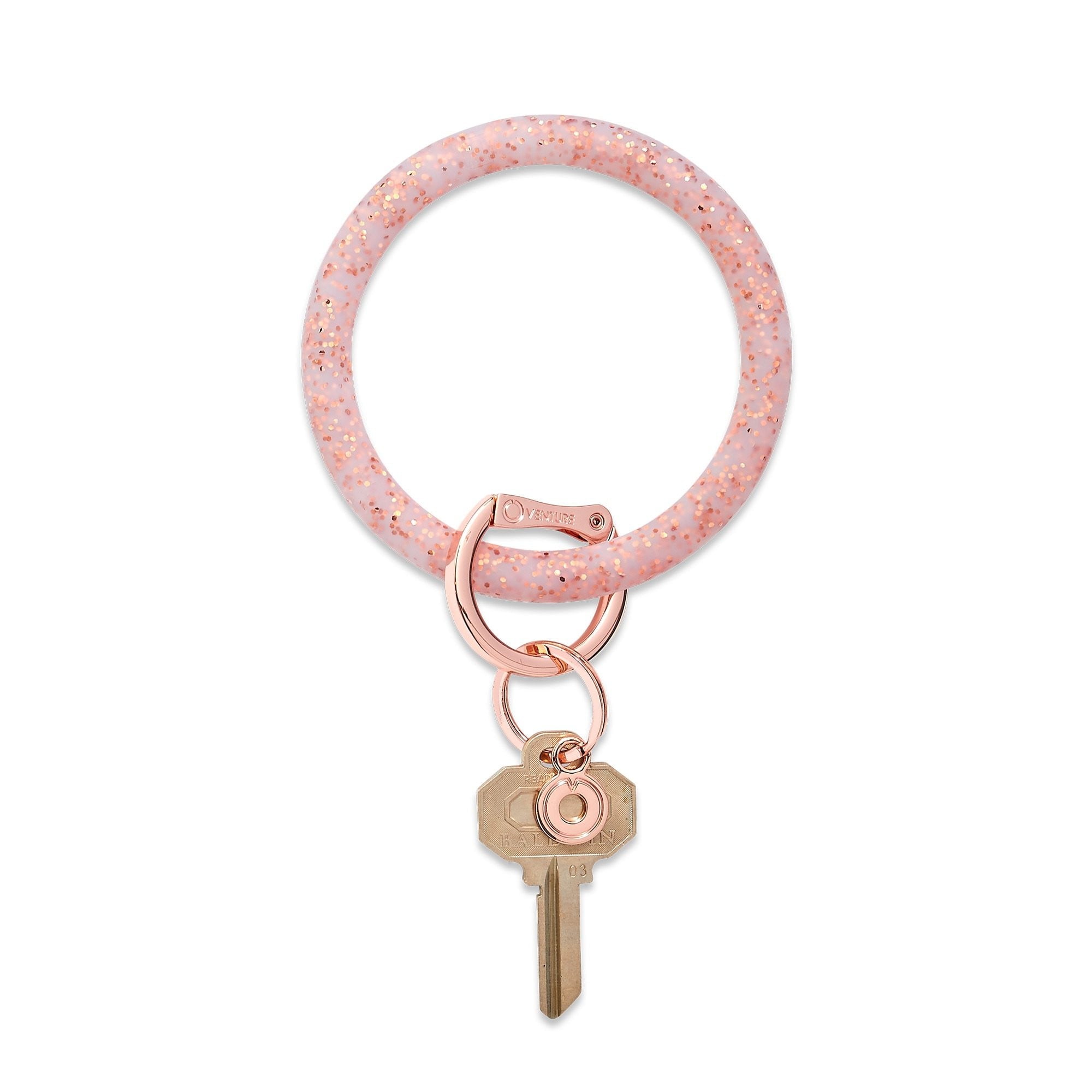 Rose Gold Confetti Silicone Keyring Bracelet - Fleurty Girl