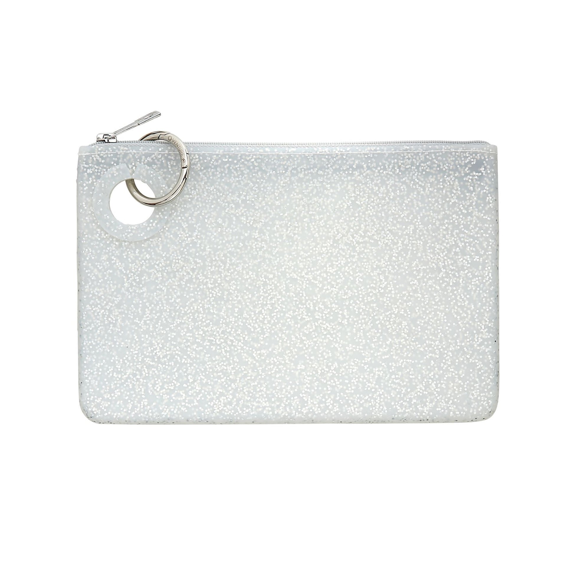 Silver Confetti Silicone large pouch for everyday essentials