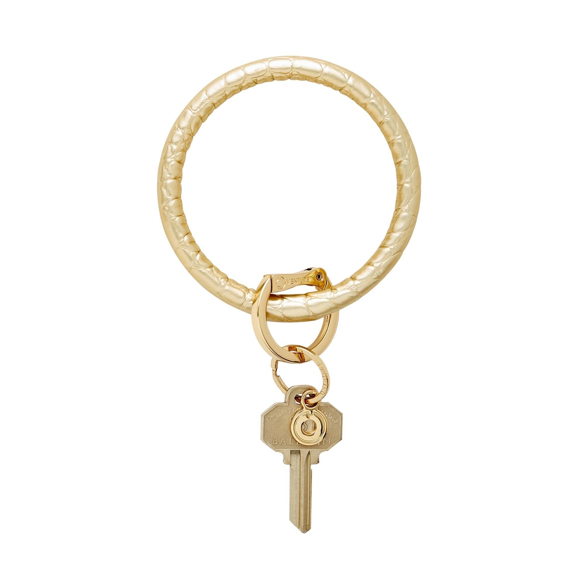 Leather Big O® Key Ring - Solid Gold Rush Croc-Embossed – Oventure