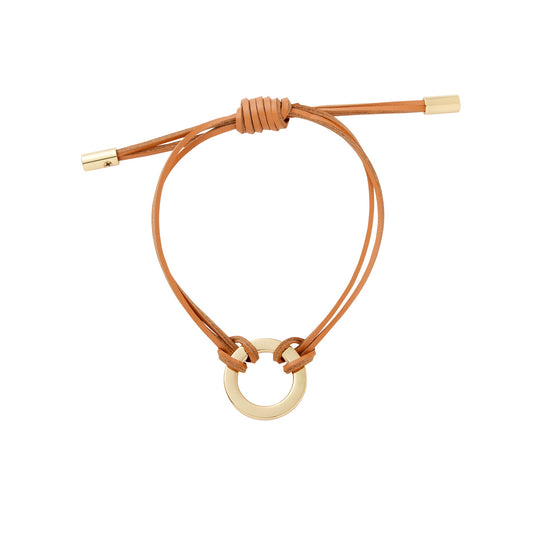 Tan leather adjustable Cord Bracelet
