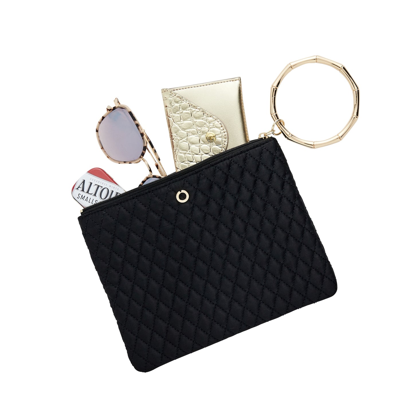 A sleek black Quilted Bracelet Bag accessory