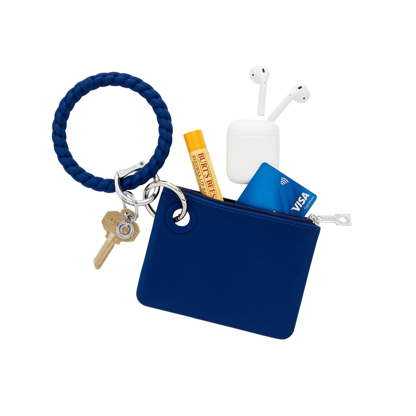 Navy Silicone Mini Pouch for cards and cash.