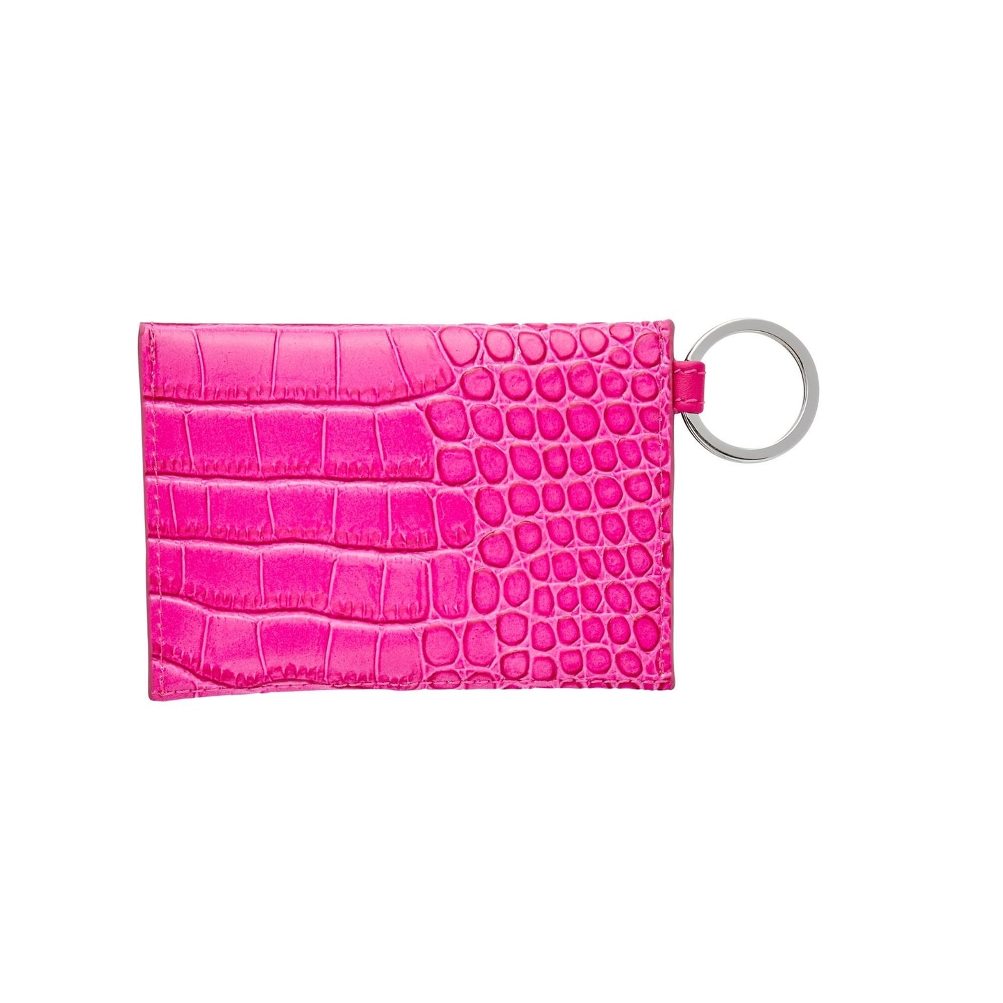 Stylish leather keychain wallet in mini envelope design showing the back