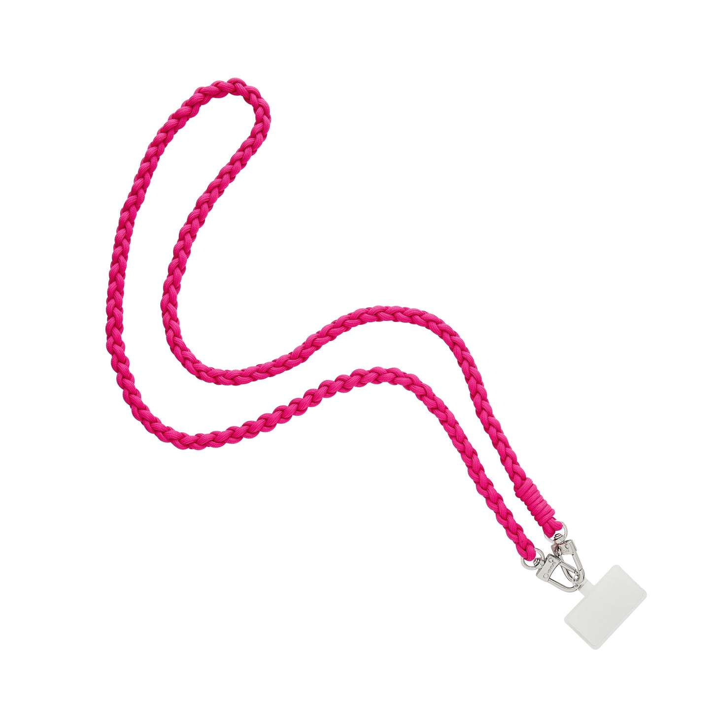 A trendy braided crossbody phone strap accessory.