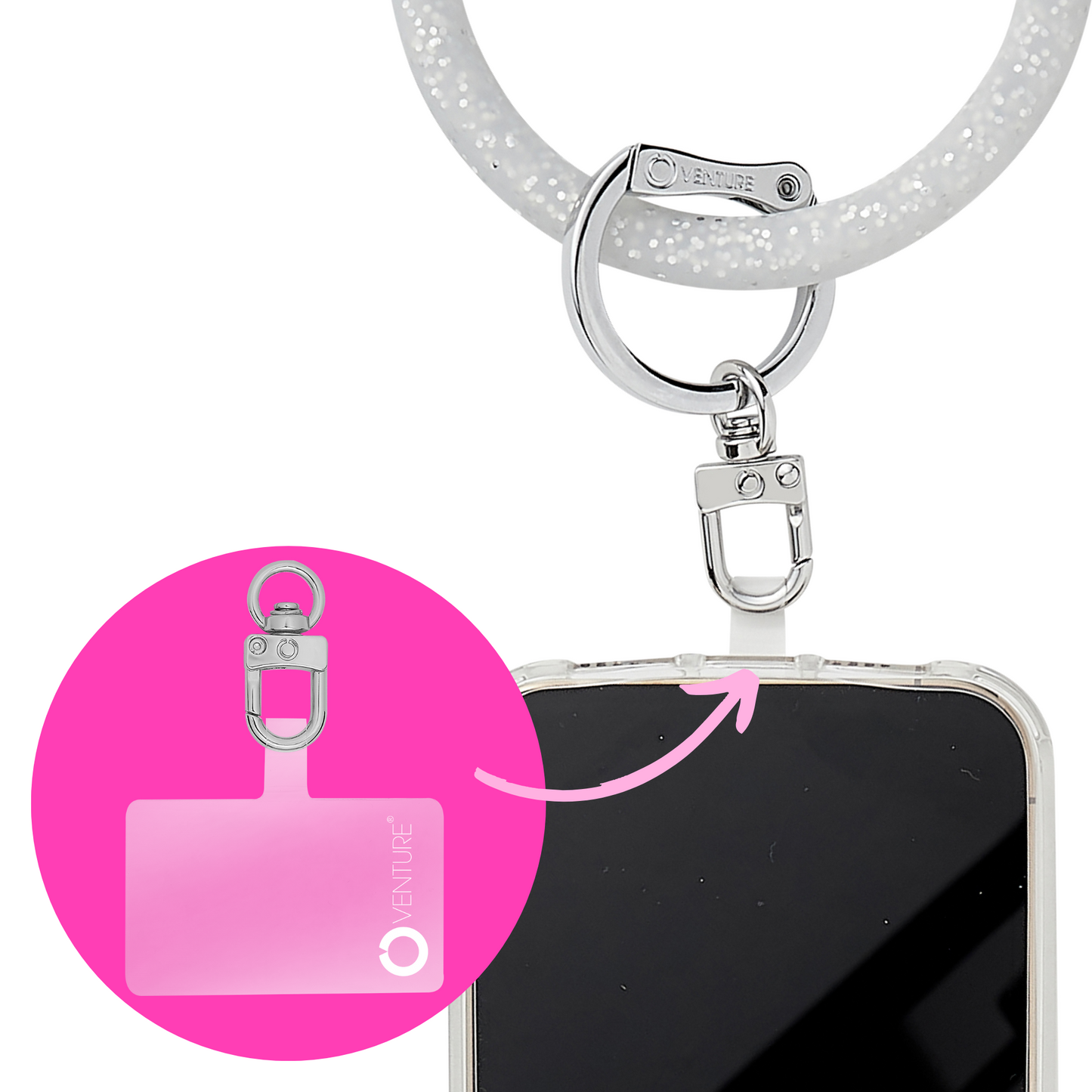 Make any phone case handsfree with Oventure's universal phone connector