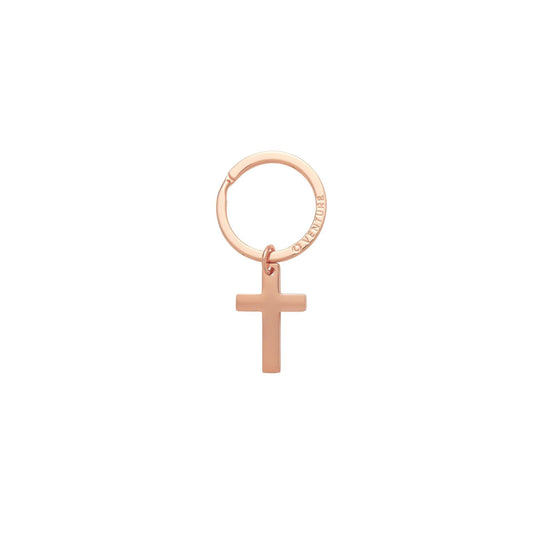 Cross key chain in rose gold finish. This keyring can stand alone or be attached to a big o key ring as a charm.