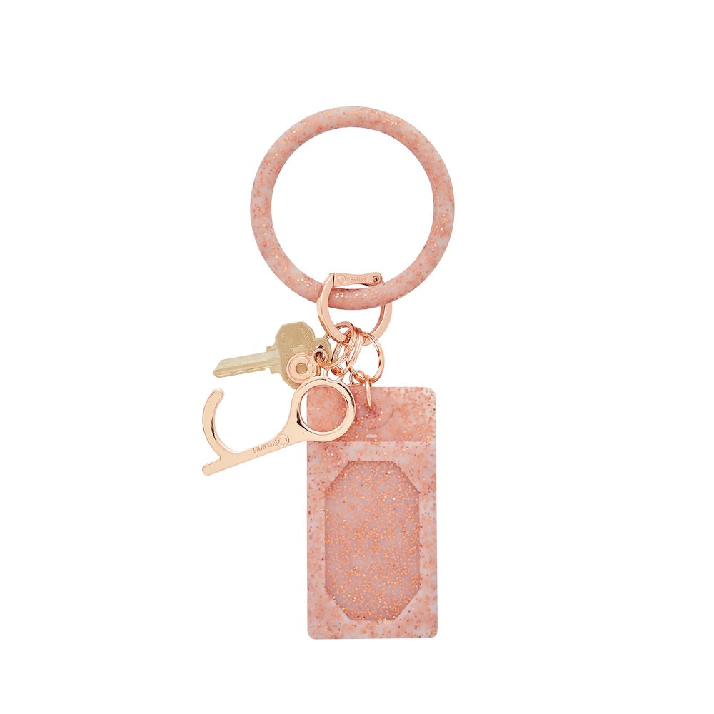 Rose Gold Confetti - Silicone ID Case with Silicone Big O Key Ring attache
