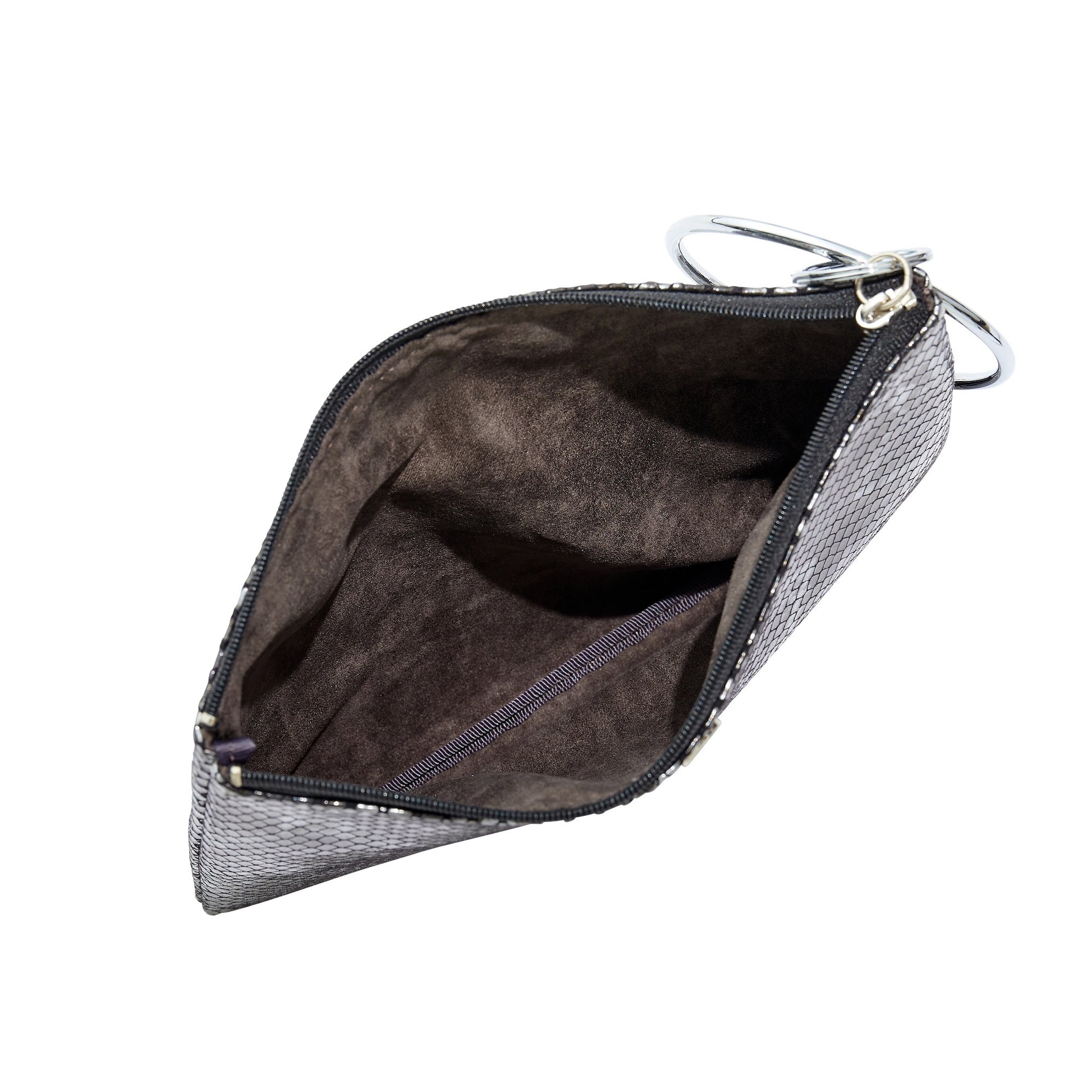 Stylish black python bracelet bag clutch pouch