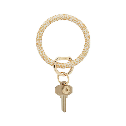 Gold Rush Cheetah - Silicone Big O® Key Ring - Oventure gold and white cheetah print