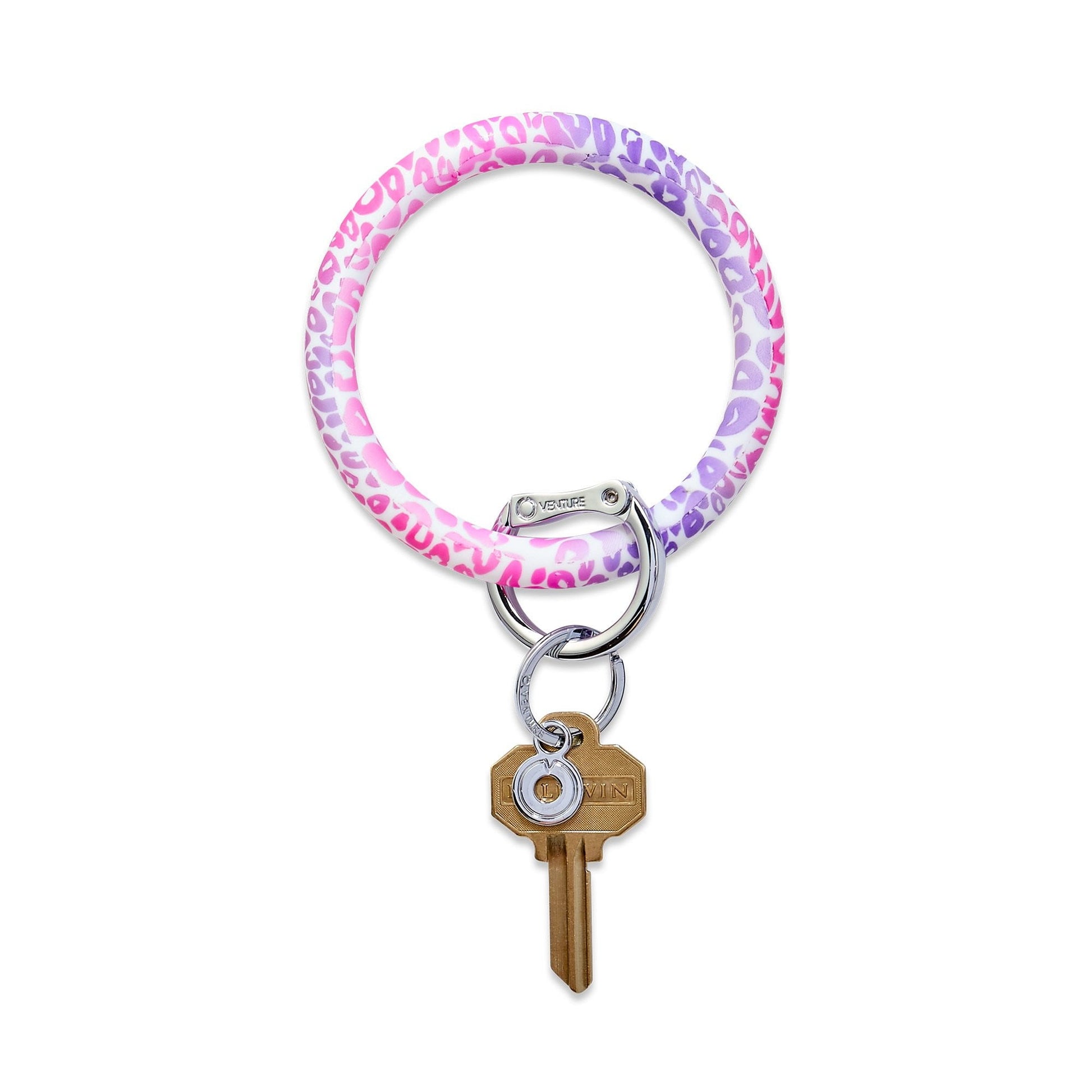 Silicone Big O Key Ring - Pink Cheetah