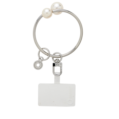 Big O Bracelet in quicksilver with pearl ends by Oventure. Can attach phone or keys