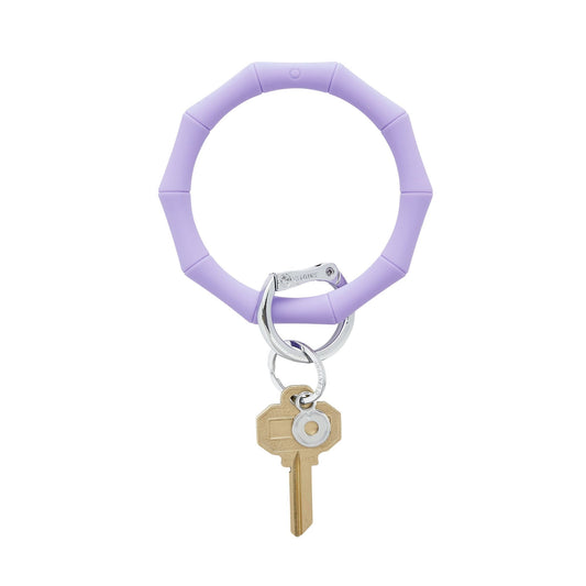 Silicone Big O Keyring in Bamboo shaped silicone in lavender.