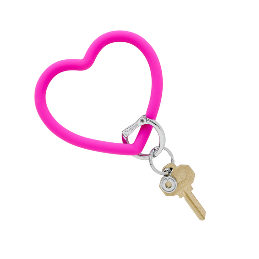 Silicone heart keychain - pink keychain bracelet gift