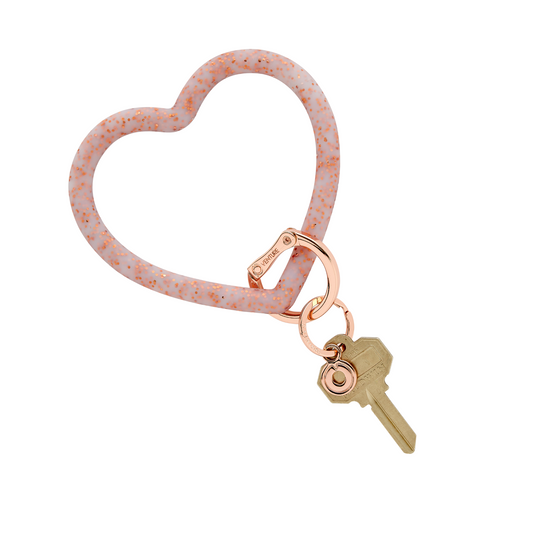 Silicone heart keychain - rose gold keychain bracelet gift