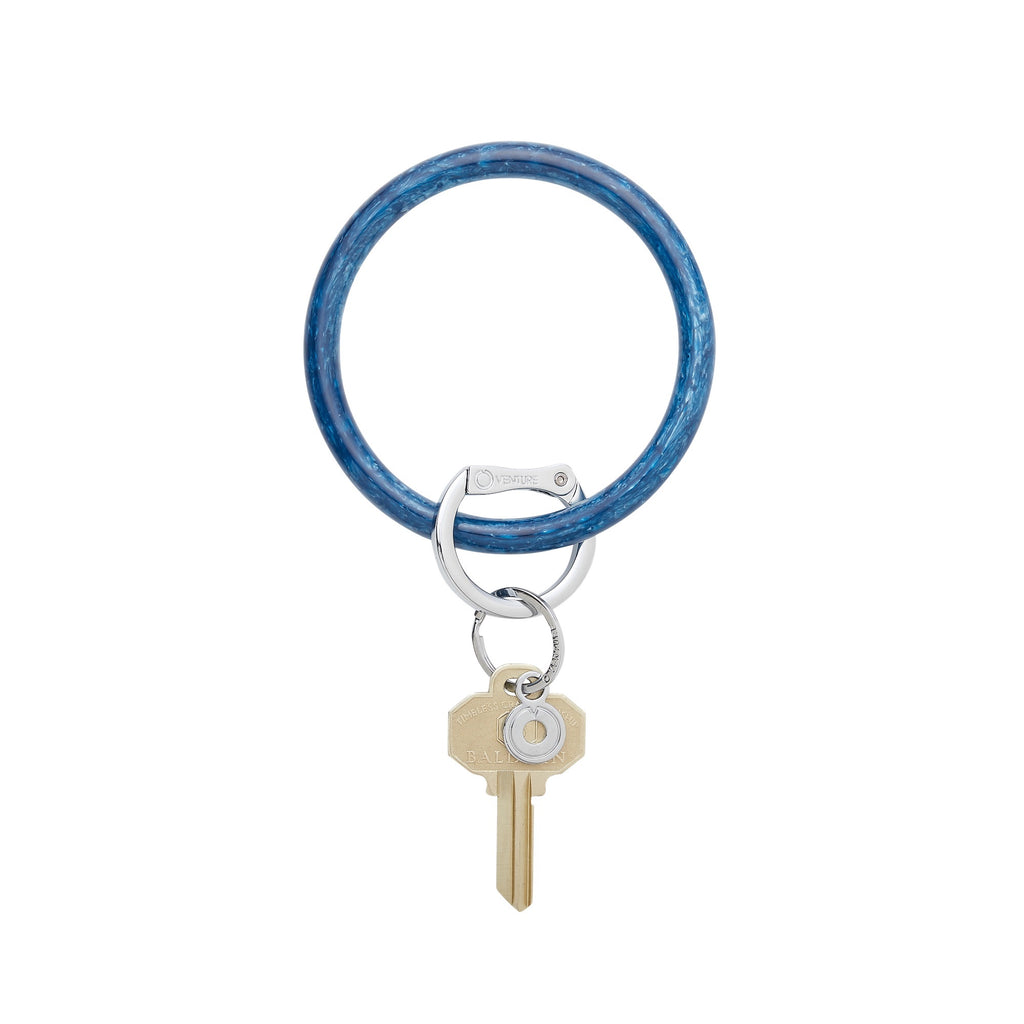 Mind Blowing Blue- Resin Big O Key Ring with silver locking clasp