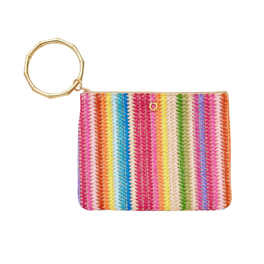 Bright color raffia clutch bag