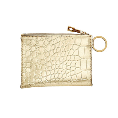Solid Gold Rush Croc-Embossed - Ossential Leather Card Case by Oventure in solid gold rush croc embossed leather.  This is showing the back side of the wallet