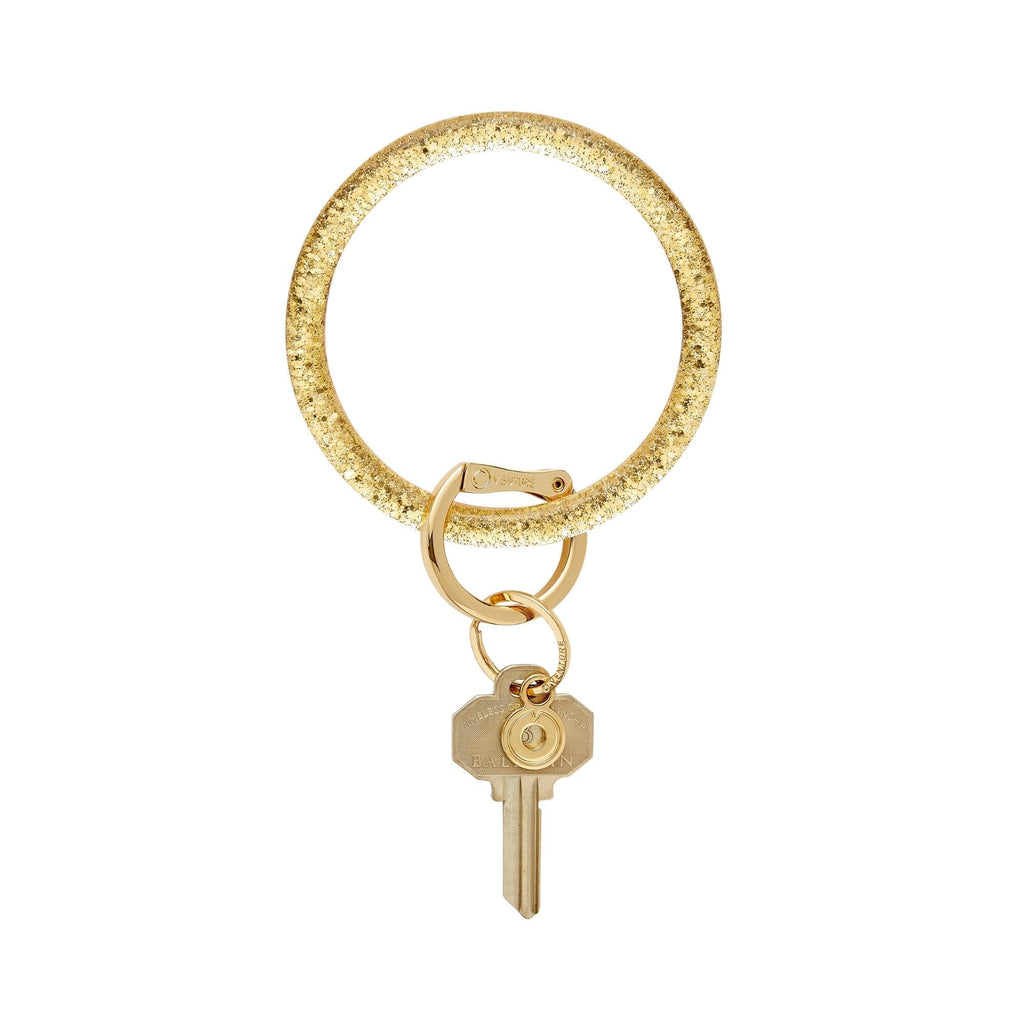 Champagne Resin Big O Key Ring by Oventure which has gold glitter sparkles.