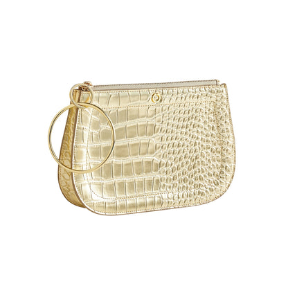 Solid Gold Rush Croc-Embossed - Big O Bracelet Bag by Oventure