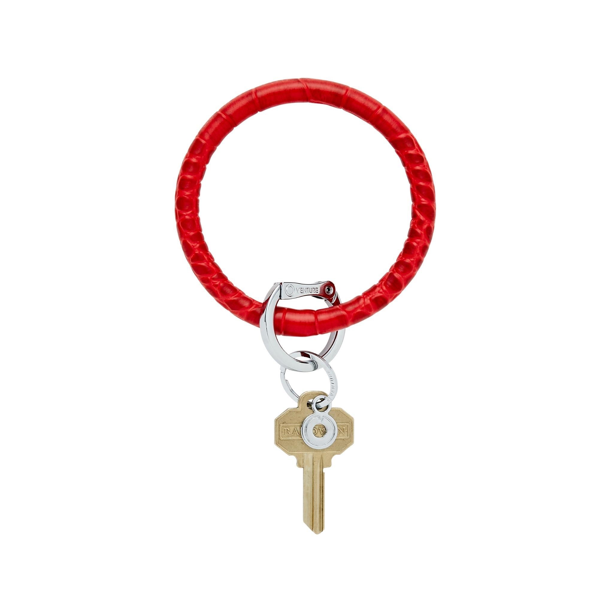 Leather Big O® Key Ring - Cherry on Top Croc-Embossed | Oventure