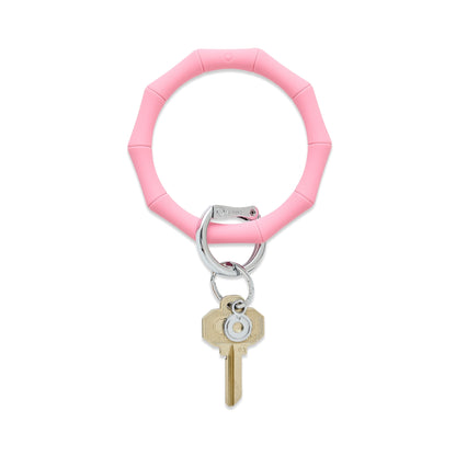 Cotton Candy Silicone Bamboo shaped Big O Key Ring with Oventure signature locking clasp in silver