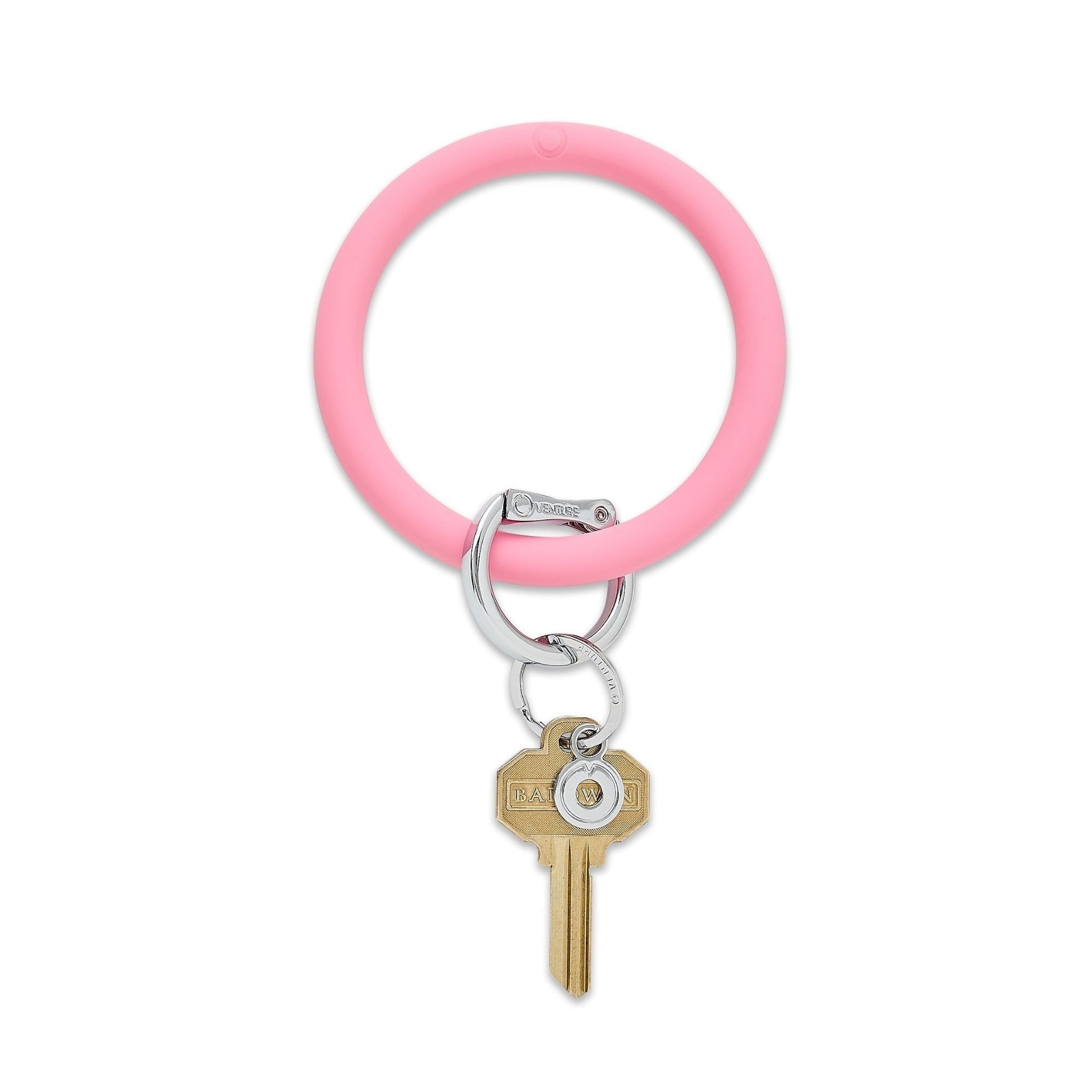 Cotton Candy silicone Big O Key Ring with silver Oventure locking clasp.