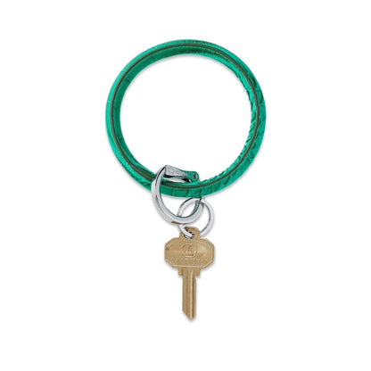 Emerald Croc-Embossed - Leather Big O Key Ring by Oventure