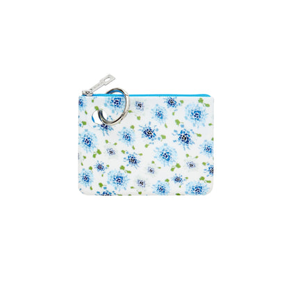 Mini Silicone Pouch in Blue hydrangea print made up of fifty states shapes by Oventure