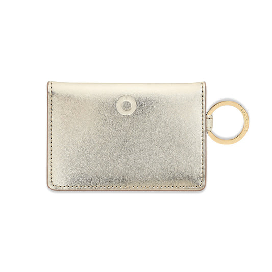 Sleek gold leather bifold Keychain Wallet with compartments.