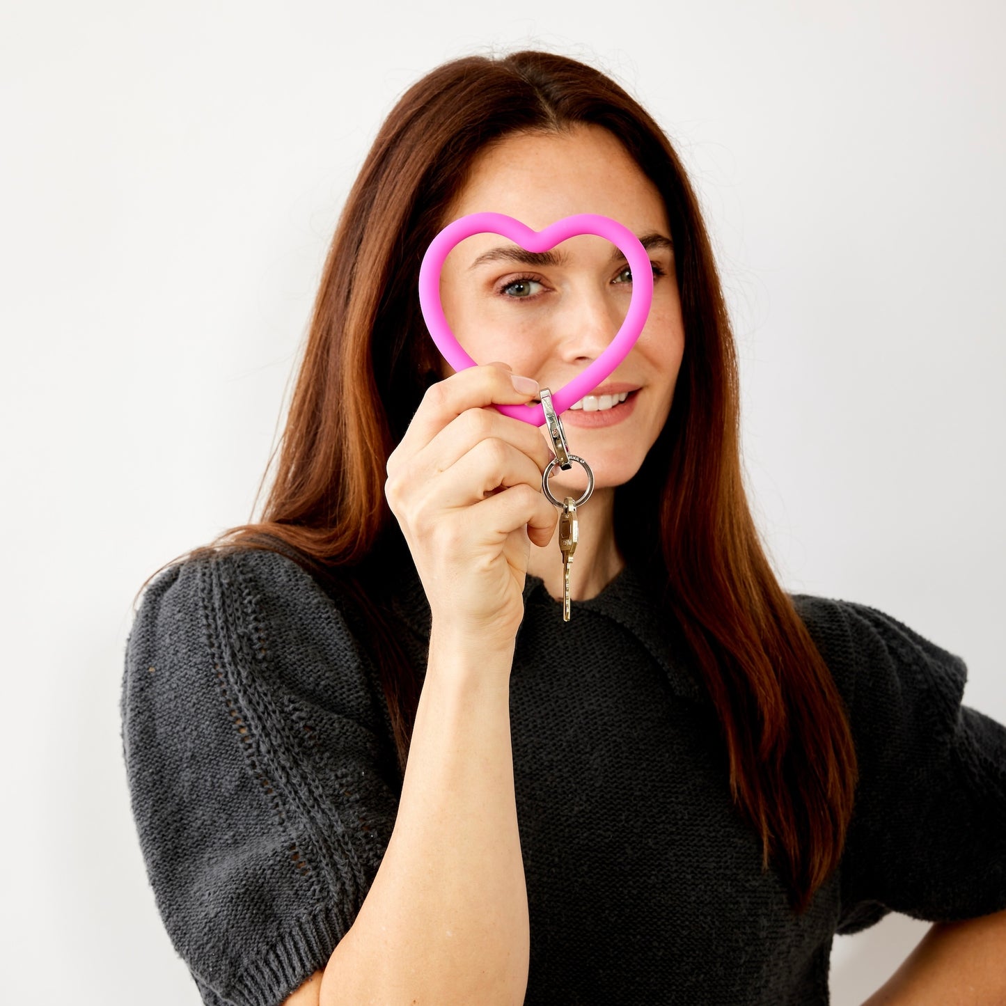 Silicone heart keychain - pink keychain bracelet gift