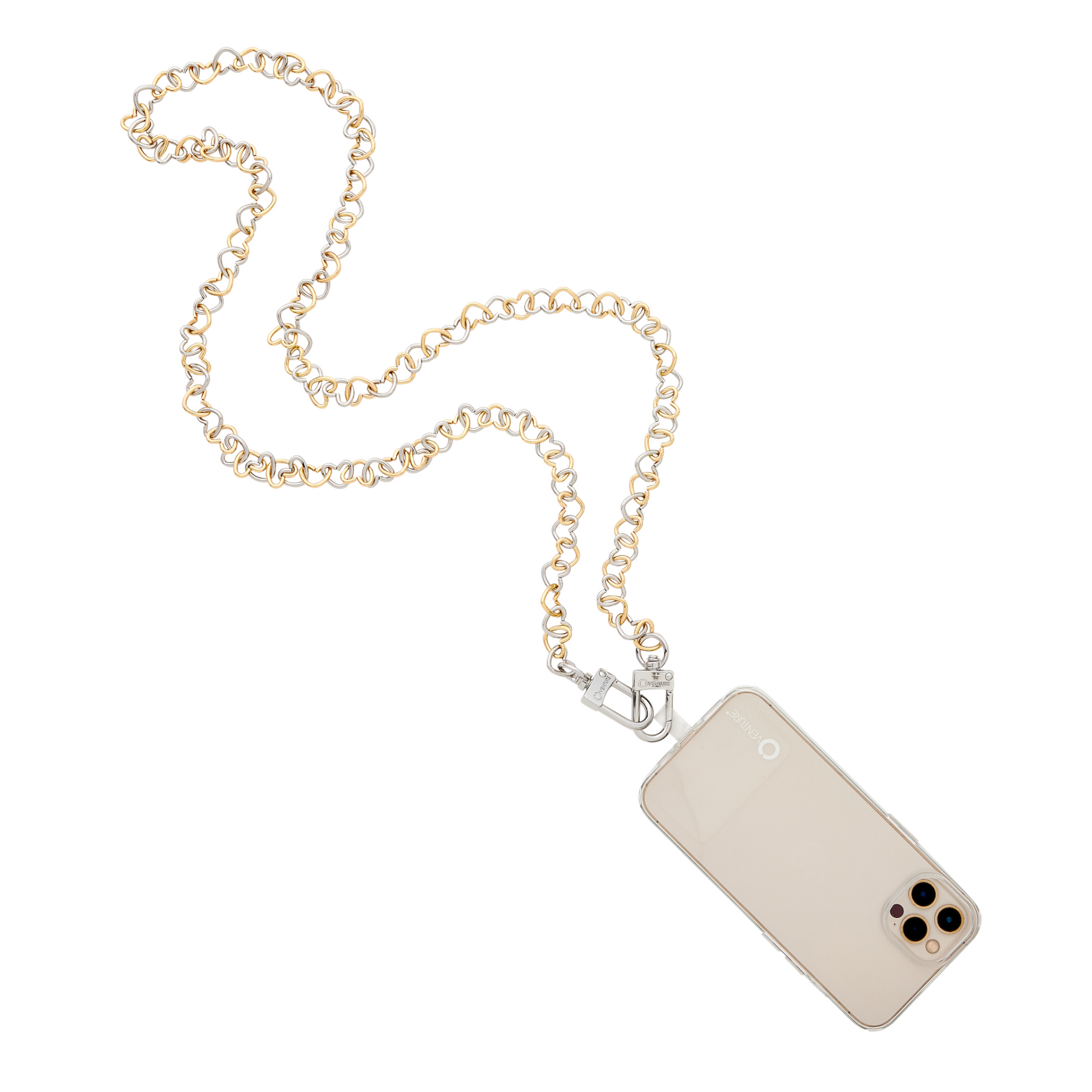 Mixed Metal Heart phone Crossbody Chain Strap with phone connector